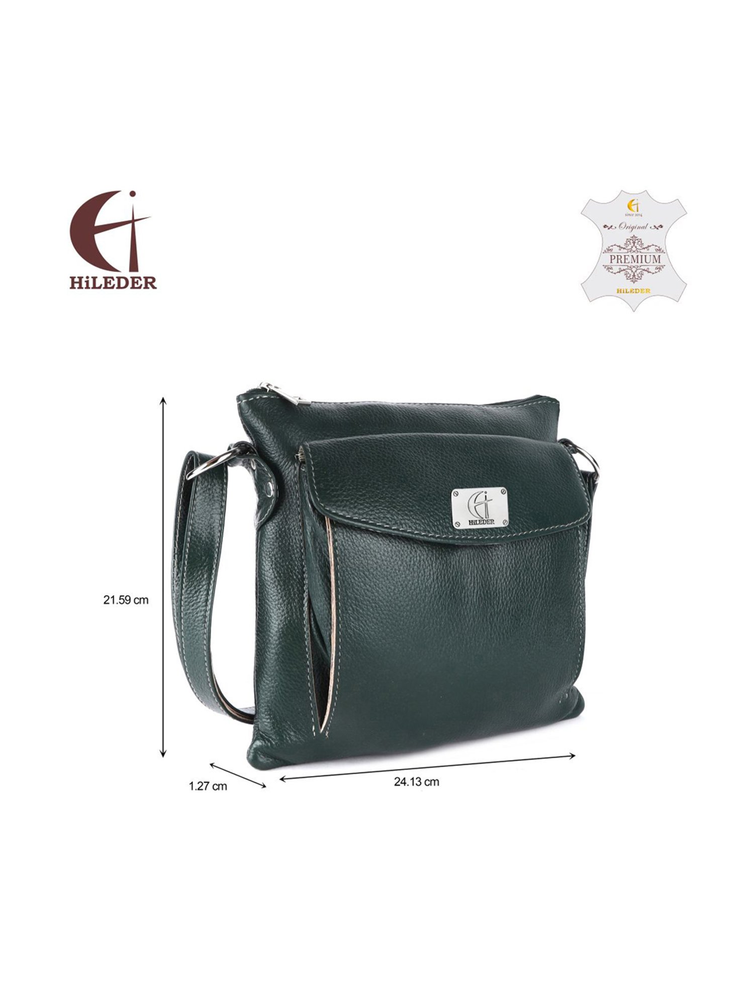 HiLEDER Green Solid Medium Cross Body Bag
