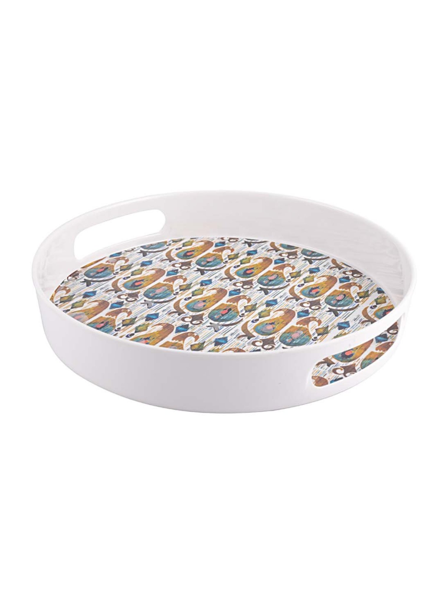 Goodhomes White Melamine Round Serving Tray - Set of 1