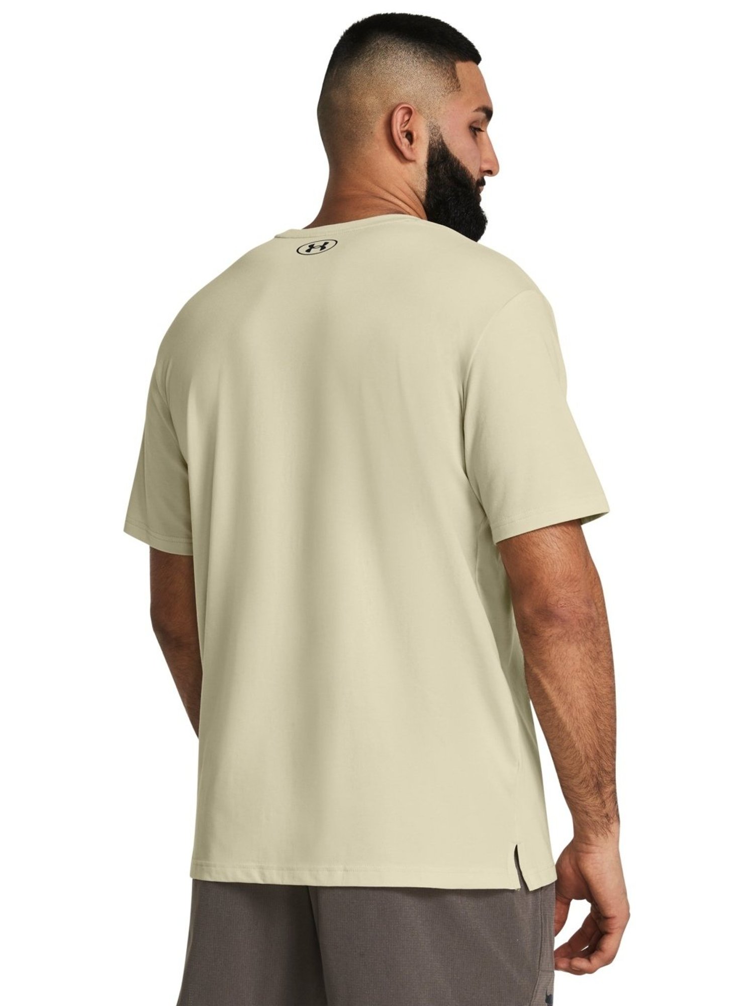 Under Armour Cream Cotton Slim Fit Printed T-Shirt