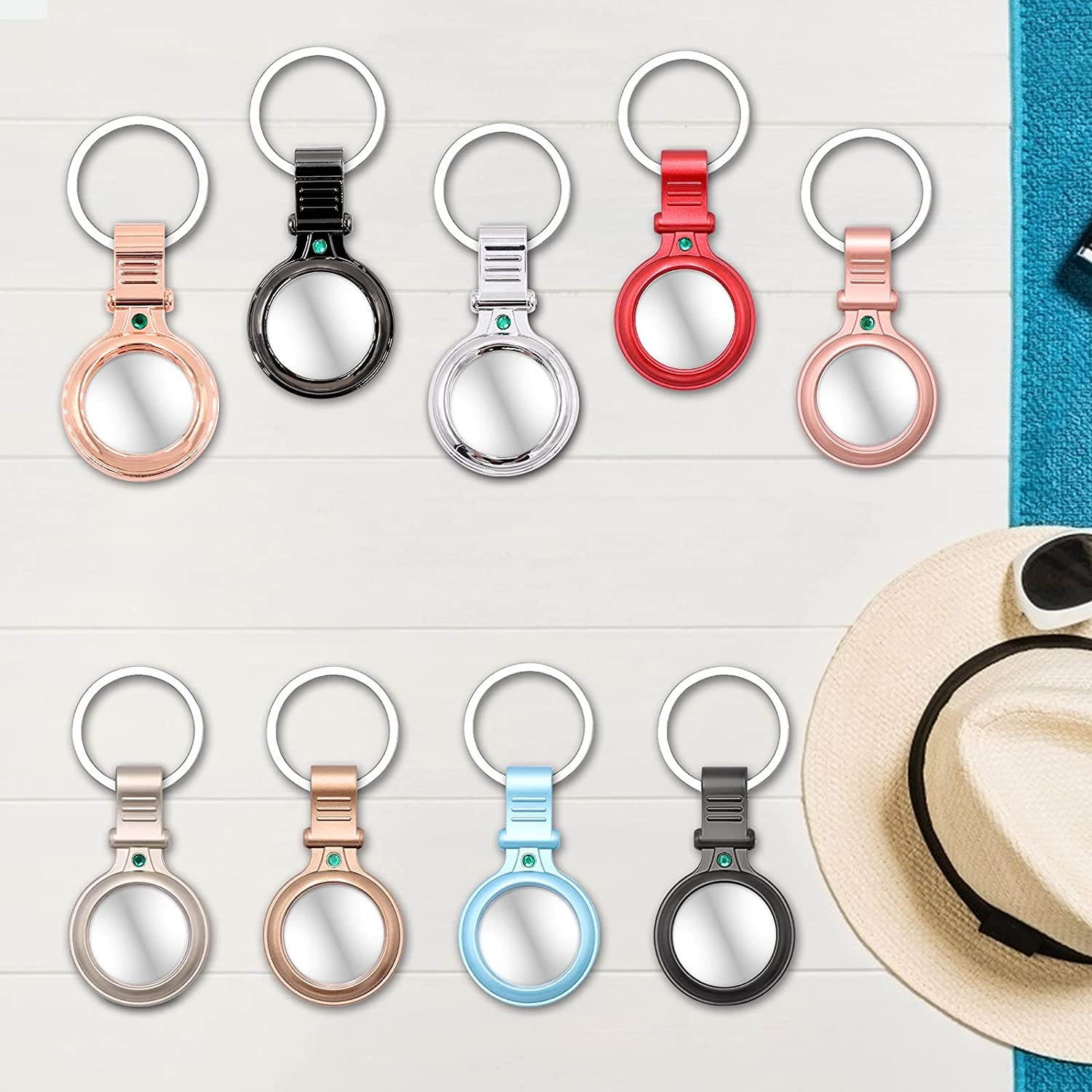 Metal AirTags Case Compatible with Apple AirTags 2021- Airtag Keychain Holder with PET Protection Film- Anti-Scratch Shockproof Protective Case for AirTag Finder (Rose Gold-1PCS)