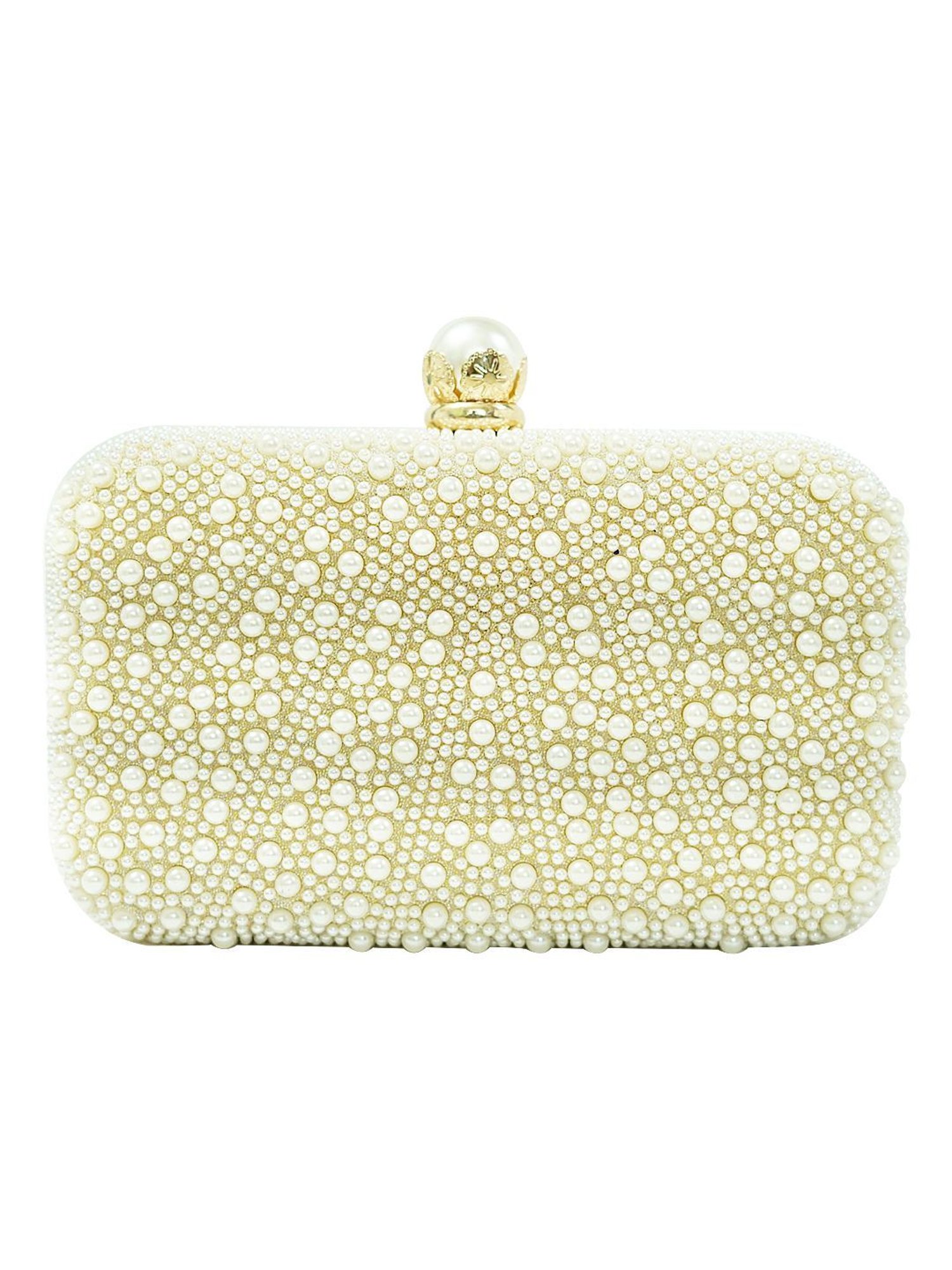Horra Cream Embellished Clutch