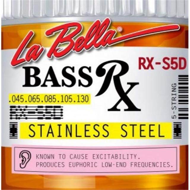 La Bella Rx-S5D Bass Rx Stainless Steel 5-String Set, 45-130