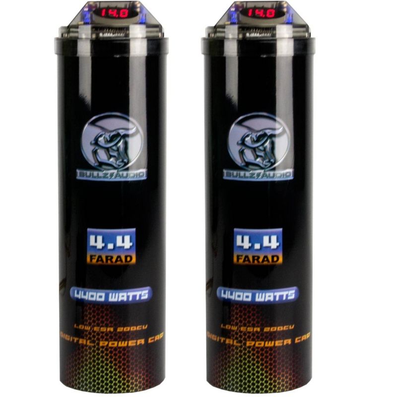 (2) BULLZ AUDIO 4400W 12V BCAP 4.4 Digital Car Power Farad Capacitors | BCAP4.4