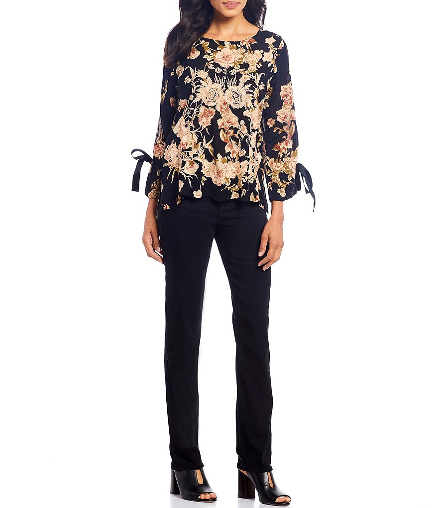 Code Bleu Petite Size Chelsea Straight Leg Novelty Back Pocket Details Jeans