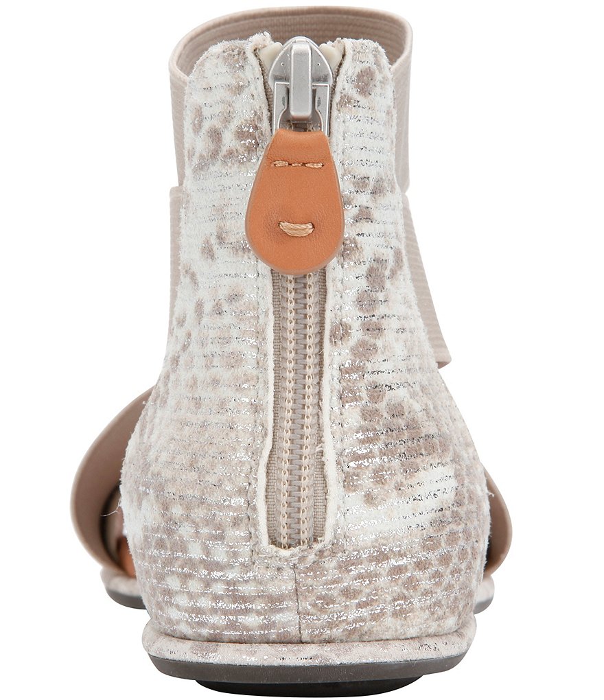 Gentle Souls Break Elastic Snake Print Leather Sandals