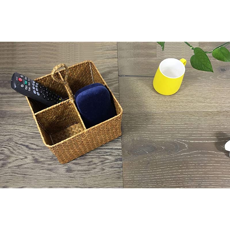 Rectangur Woven Seagrass Storage Basket and Home Organizer BinsNatural Water Hyacinth Basket Brown