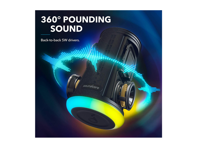 Anker Soundcore Flare Mini Bluetooth Speaker, Outdoor Bluetooth Speaker, IPX7 Waterproof for Outdoor Parties, LED Show with 360&deg; Sound and BassUp technology