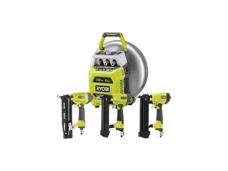 Ryobi ZRYG63CK 3-Piece Nailer and Stapler with 6 Gallon Oil-Free Pancake Air Compressor Combo Kit