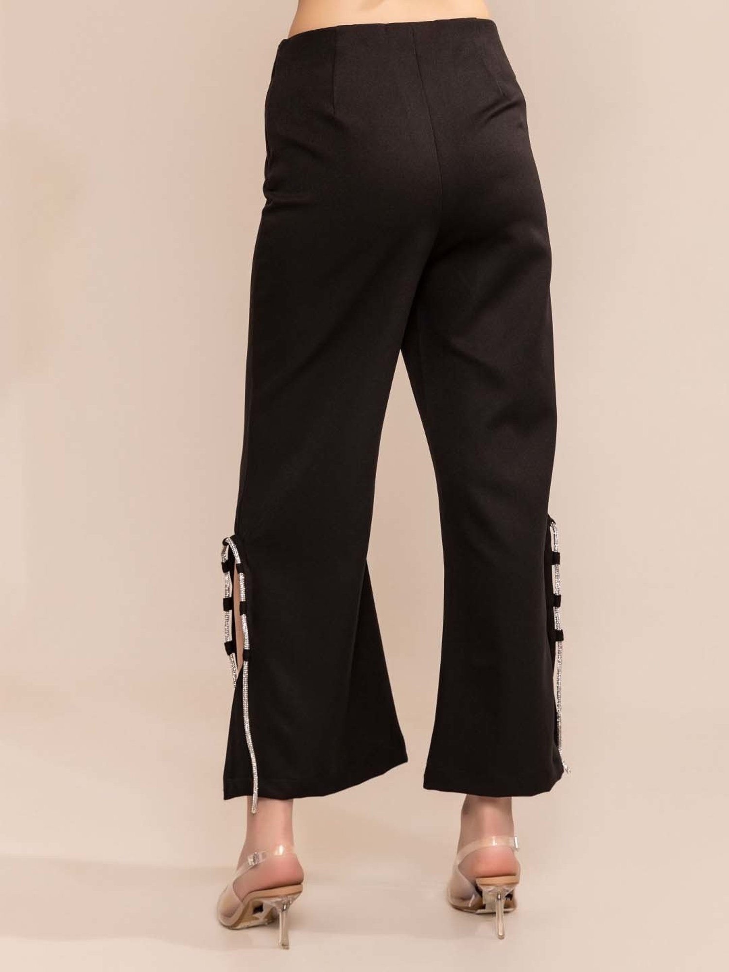 KAORI BY SHREYA AGARWAL Black Mid Rise Bootcut Trousers