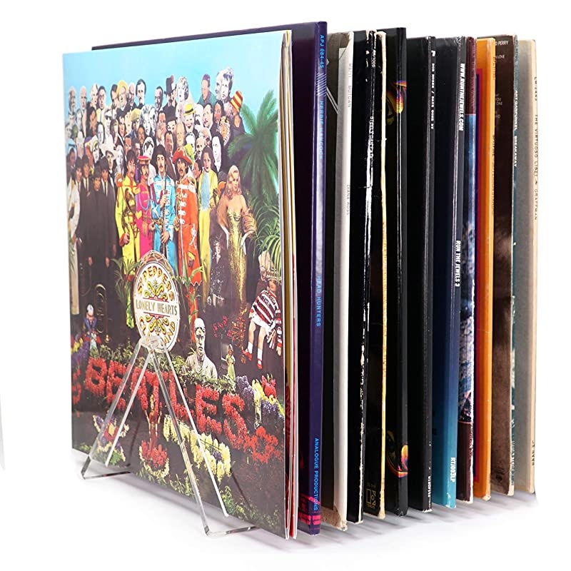 Vyramid Vinyl Record Storage Record Holder for Albums Vinyl Organizer Record Album Storage Fits 7quot 10quot 12quot Discs 33 45 78 RPM Acrylic Vinyl Storage Rack Holds 12LPs 2 Pack
