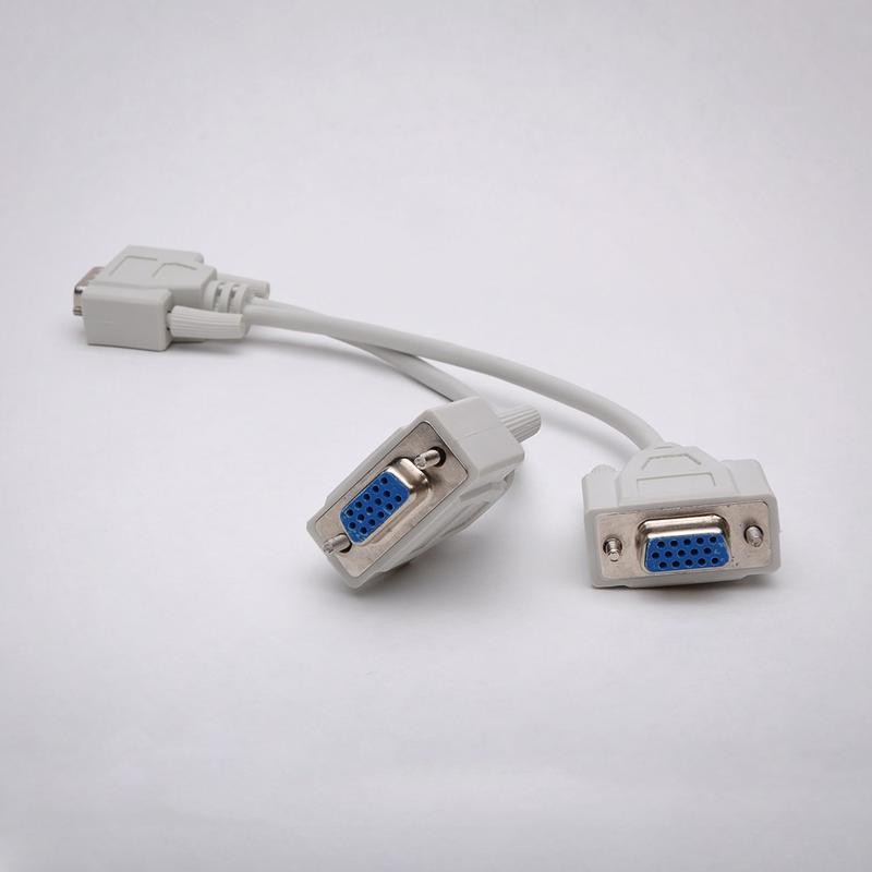 FireFold VGA-1M-2F-SPLIT VGA Splitter Cable - 8 Inch - Connect 2X VGA Monitors to a Single Computer - Duplicates Video Output on Both Screens