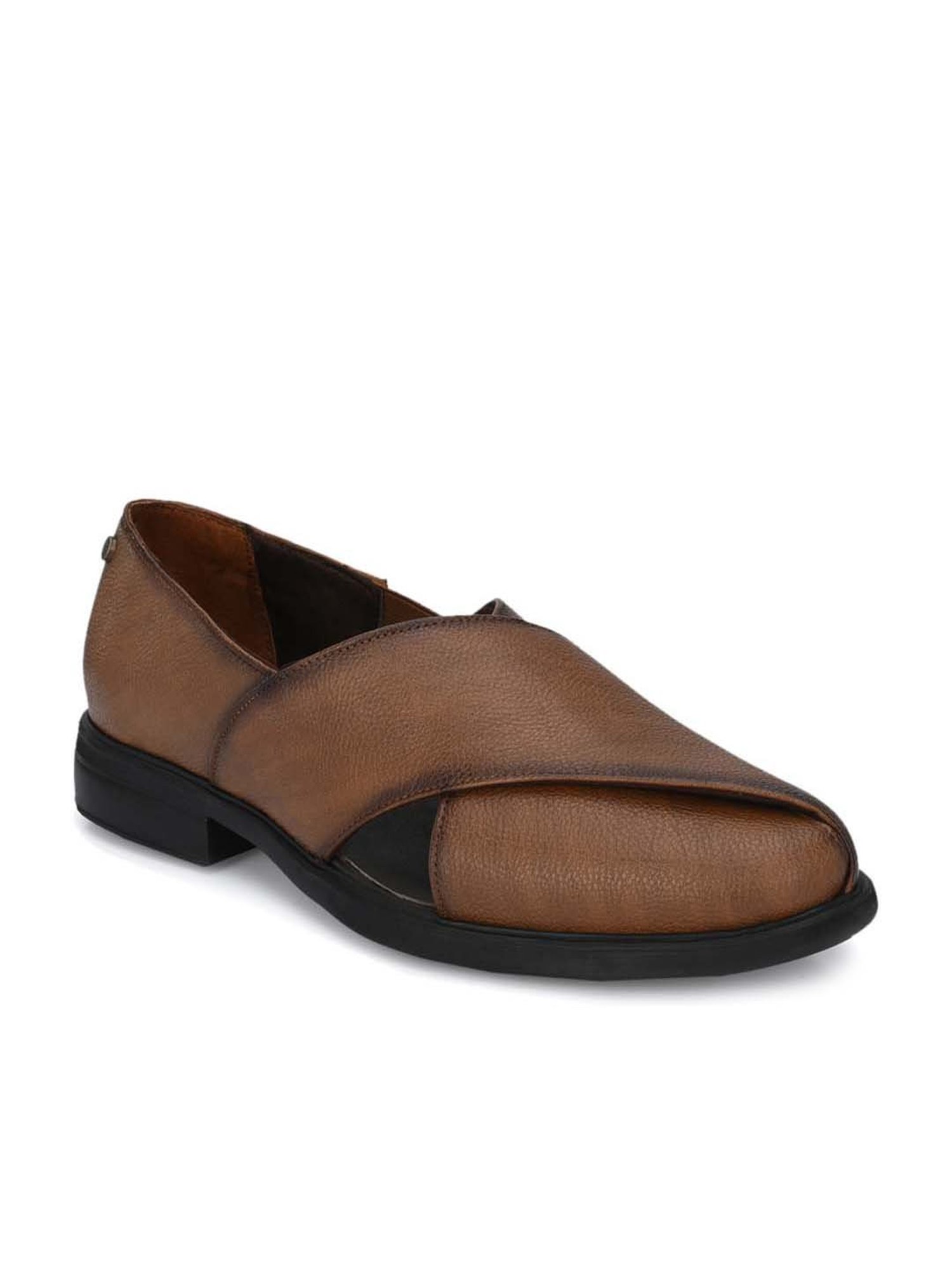 Delize Men's Tan Cross Strap Sandals