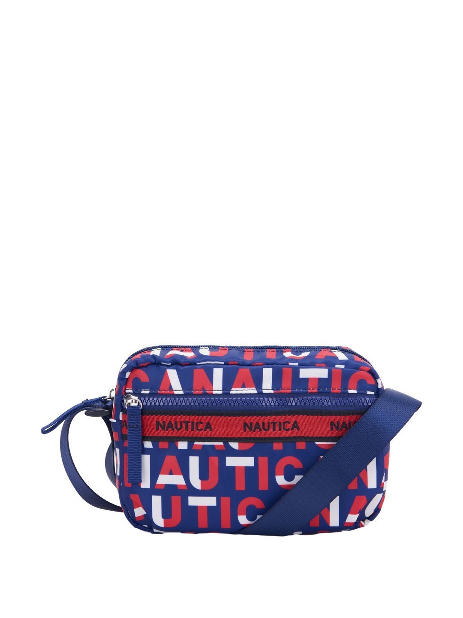 Nautica Navy Blue & Red Printed Medium Sling Handbag