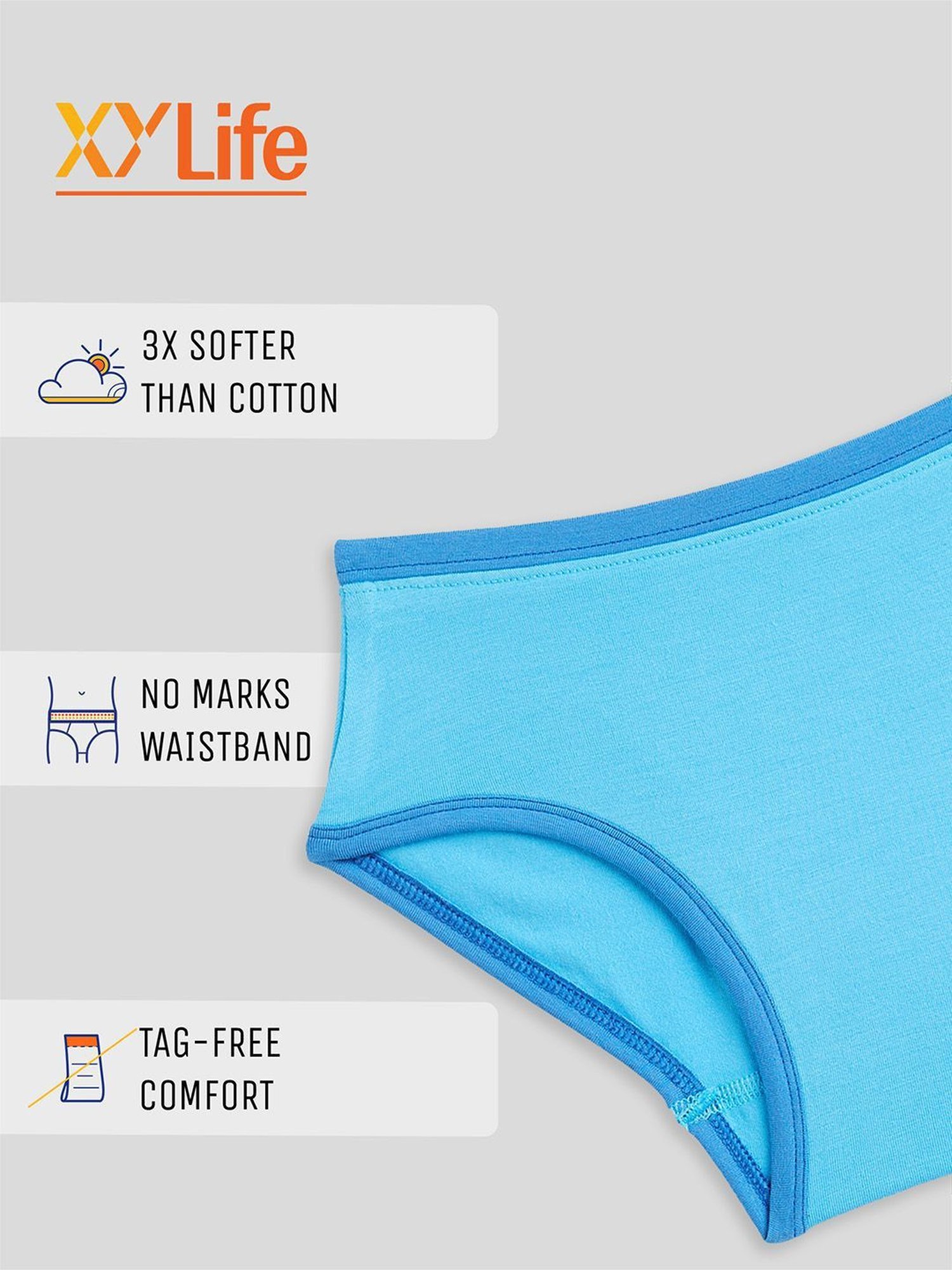 XY Life Kids Yellow & Sky Blue Relaxed Fit Panties (Pack of 2)