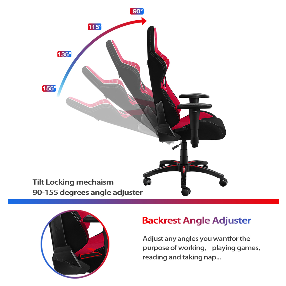 KARNOX Hero BA New Racing Style Gaming Office Chair with Adjustable Height and Armrests 155&deg; Reclining with Headrest and Lumbar Support (Black)