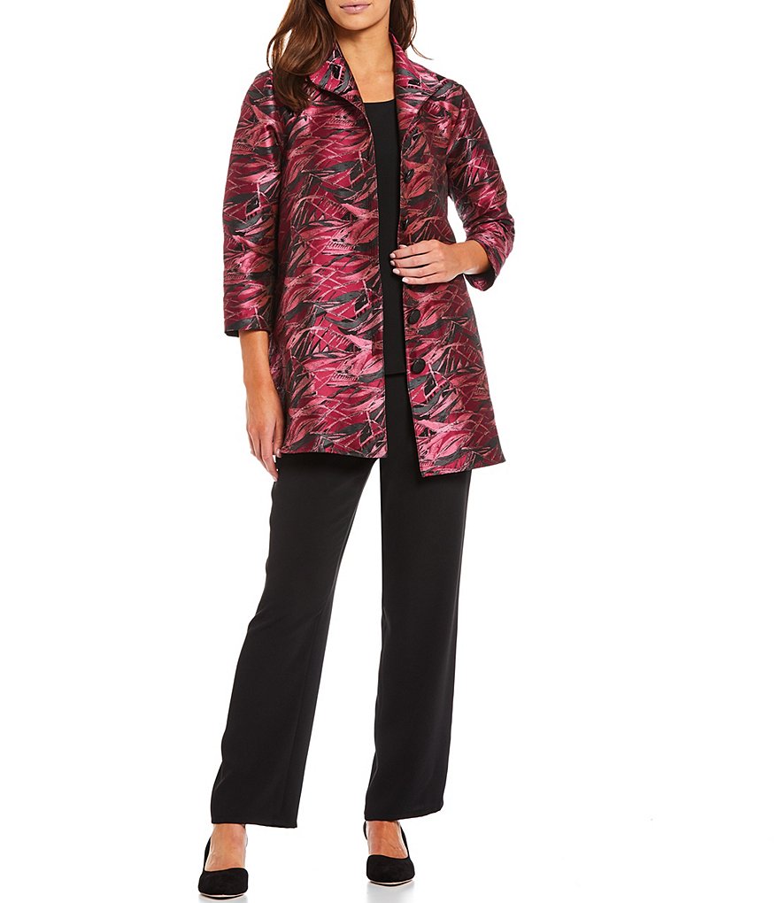 Caroline Rose Wispy Willow Bracelet Sleeve Jacquard Topper Jacket