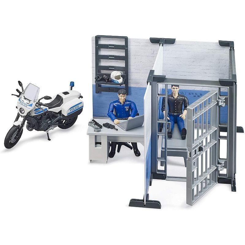 Bruder bworld Police Station Set with Police Motorcycle and Figure