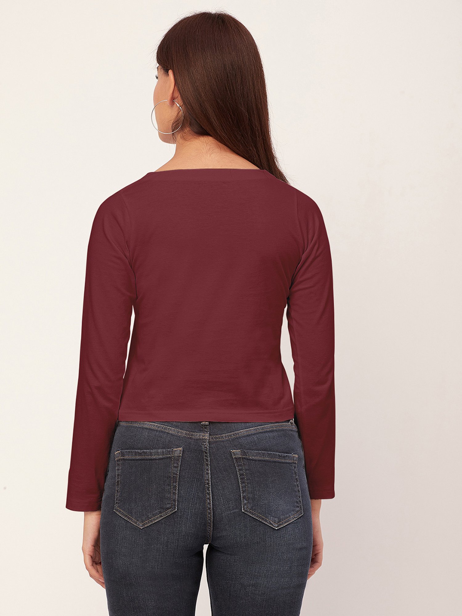 Moomaya Wine Regular Fit Crop Top
