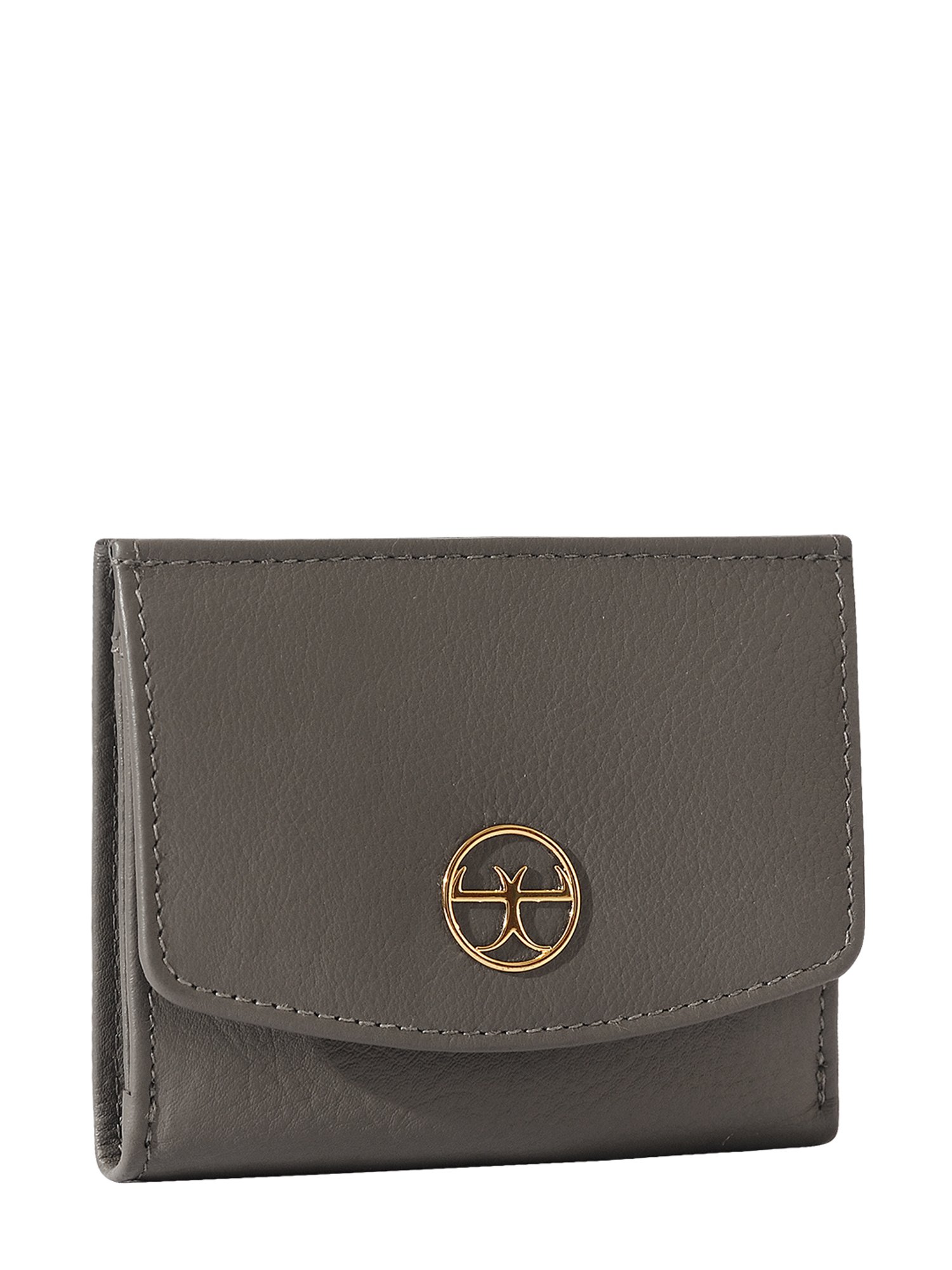 Eske Grey Leather Bi-Fold Wallet for Women