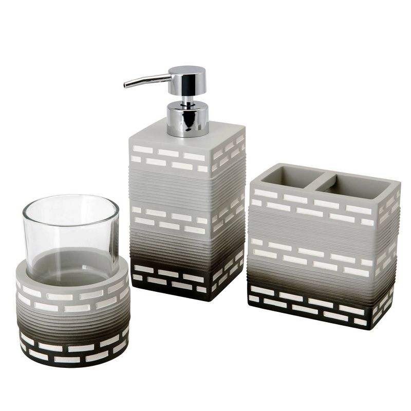 3pc Dash Lotion Pump, Toothbrush Holder Tumbler Gray - Allure Home