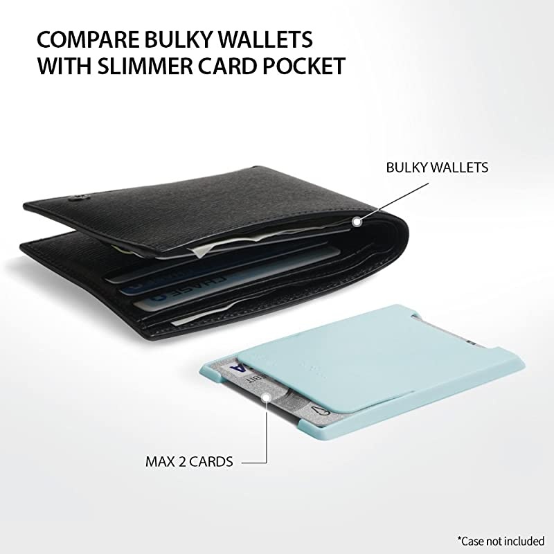 Slot Card Holder Adhesive Stick On Wallet Case Minimalist Slim Hard Premium Credit Card Cash Sleeve Compatible with Most Smartphones - Sky Blue