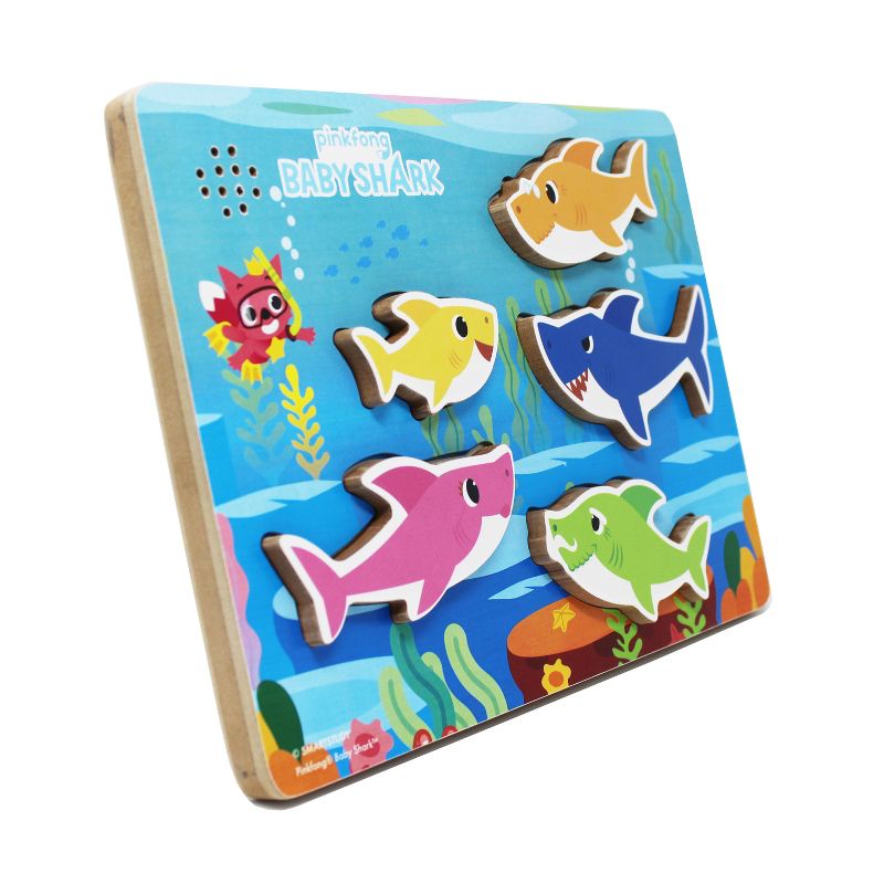 Cardinal Pinkfong Baby Shark Chunky Wooden Sound Puzzle 5pc