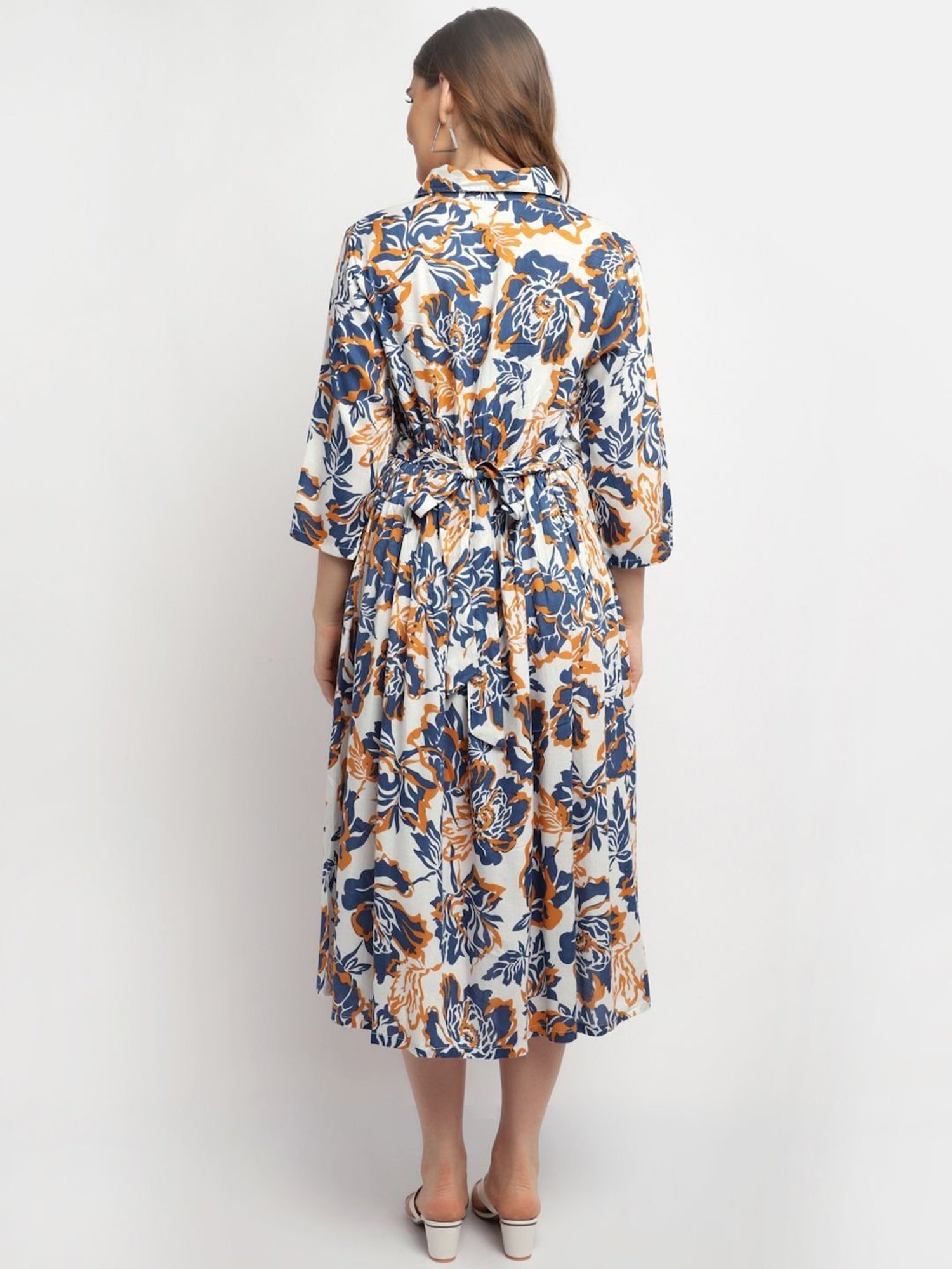 Moms Maternity Blue Printed Dress