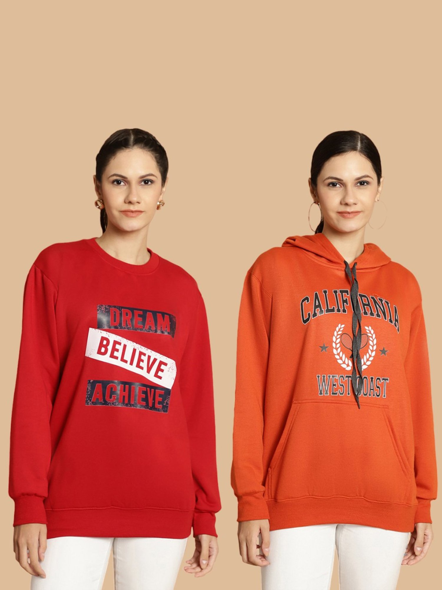 Vimal Jonney Maroon & Rust Printed Sweatshirt - Pack Of 2