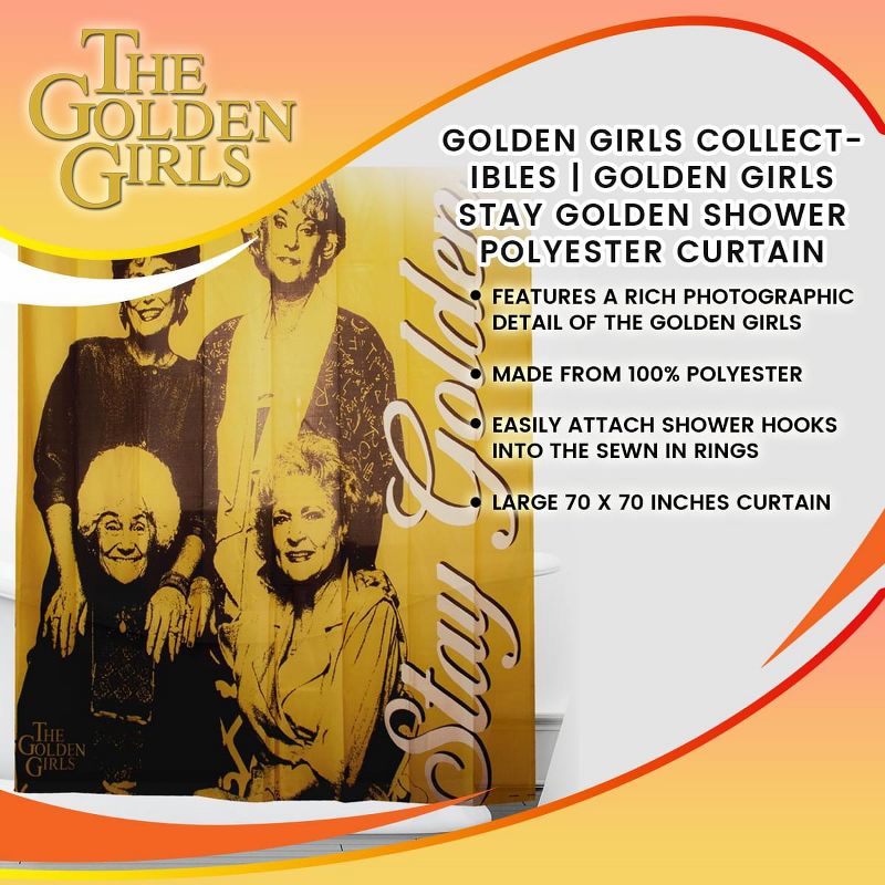 Just Funky Golden Girls Collectibles | Golden Girls Stay Golden Shower Polyester Curtain