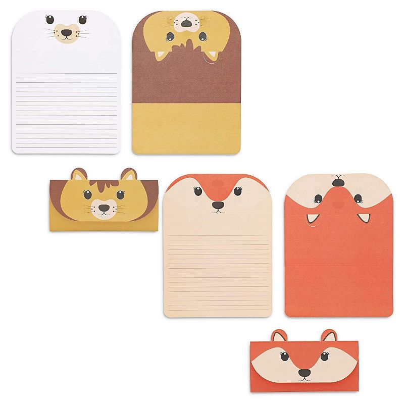Paper Junkie 48-Pack Animal Theme Trifold Stationery Cash Money Letter Envelopes, 3.5 x 7.25 In