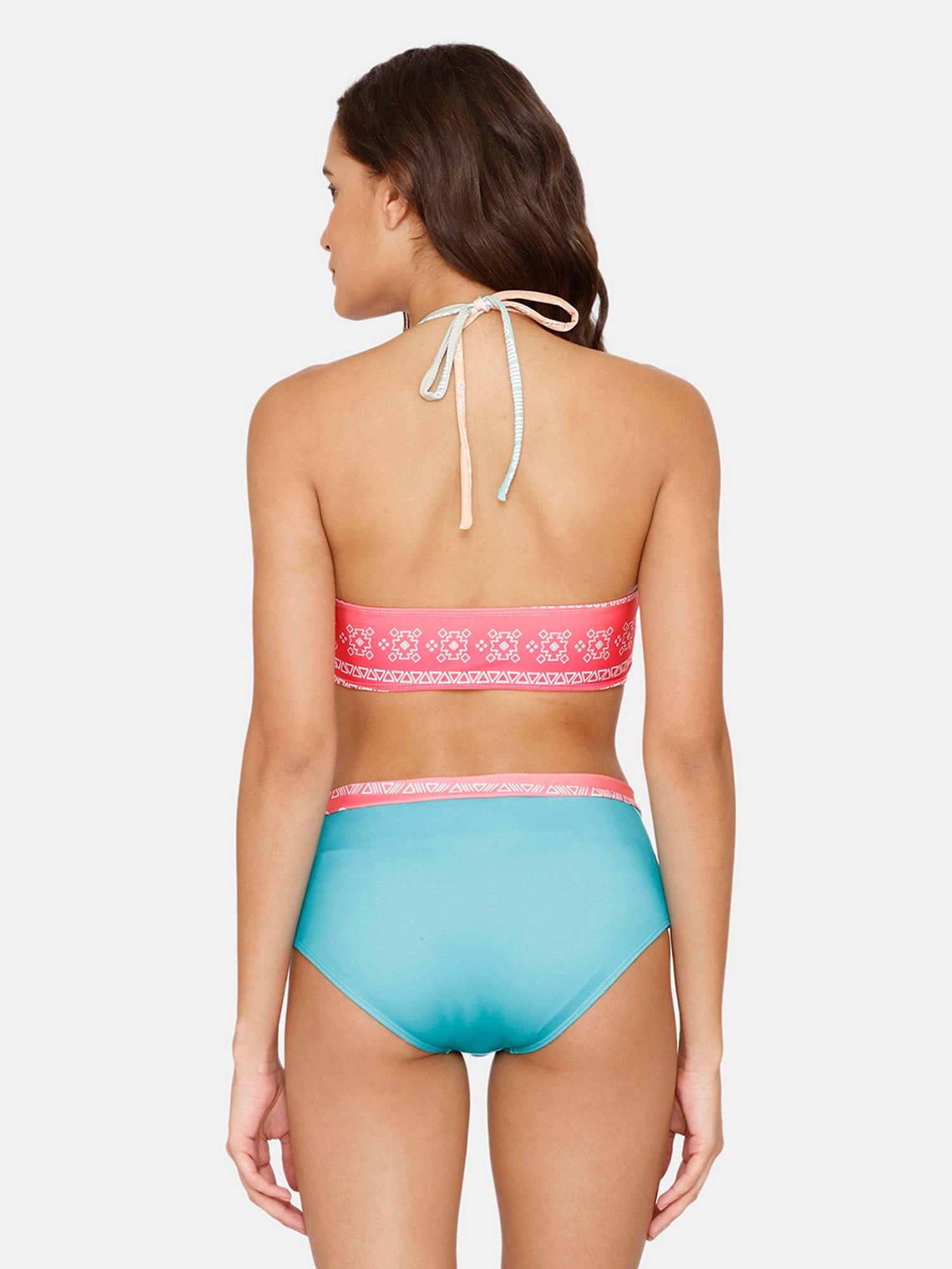 Coucou by Zivame Blue & Peach Printed Bikini Set