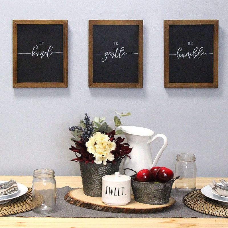 (Set of 3) 8" x 10" "Be" Wall Art Black/Brown - Stratton Home Décor