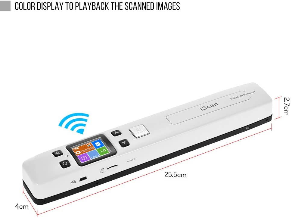 Document Scanner Portable Document High Speed Scanning A4 Size JPEG/PDF BLACK