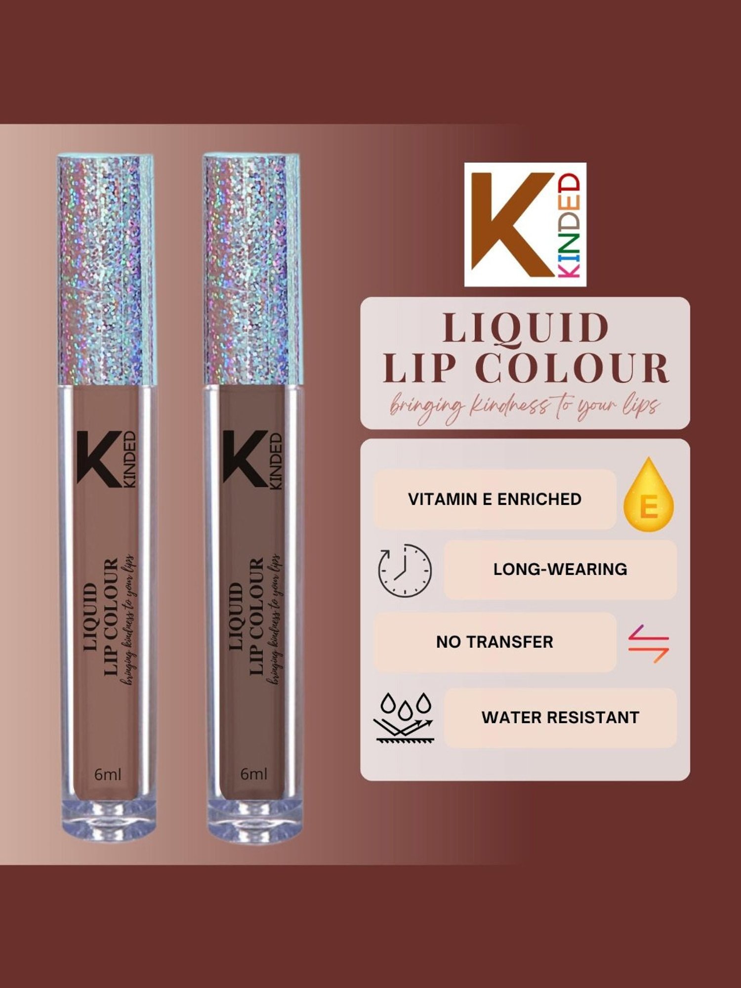 KINDED Liquid Lip Colour 06 Brown Temptation & 07 Choco Brown Combo