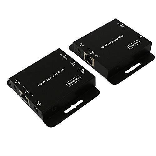BolAAzuL 1080P HDMI Extender by Cat5e/6 Cable Up to 50M with HDMI Loop Out&IR Amplifier POC (Power Over Cable) Supported (HDMI Sender and HDMI Receiver Included)