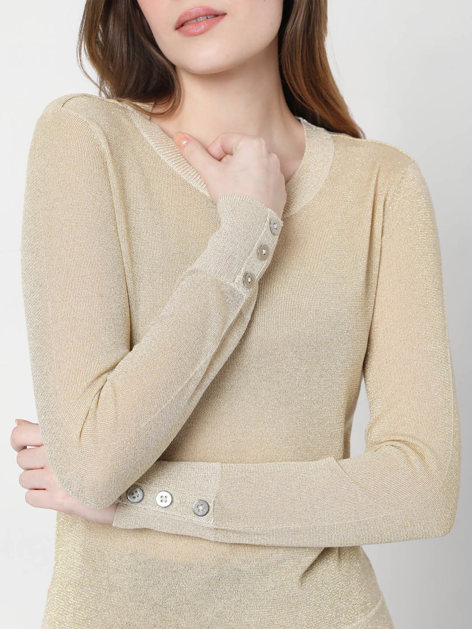 Vero Moda Beige Textured Sweater