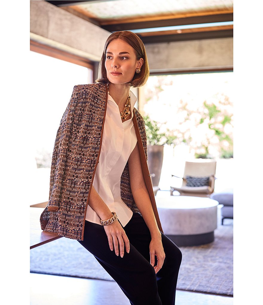 Misook Sleeveless Stand Collar Neck Washable Blouse