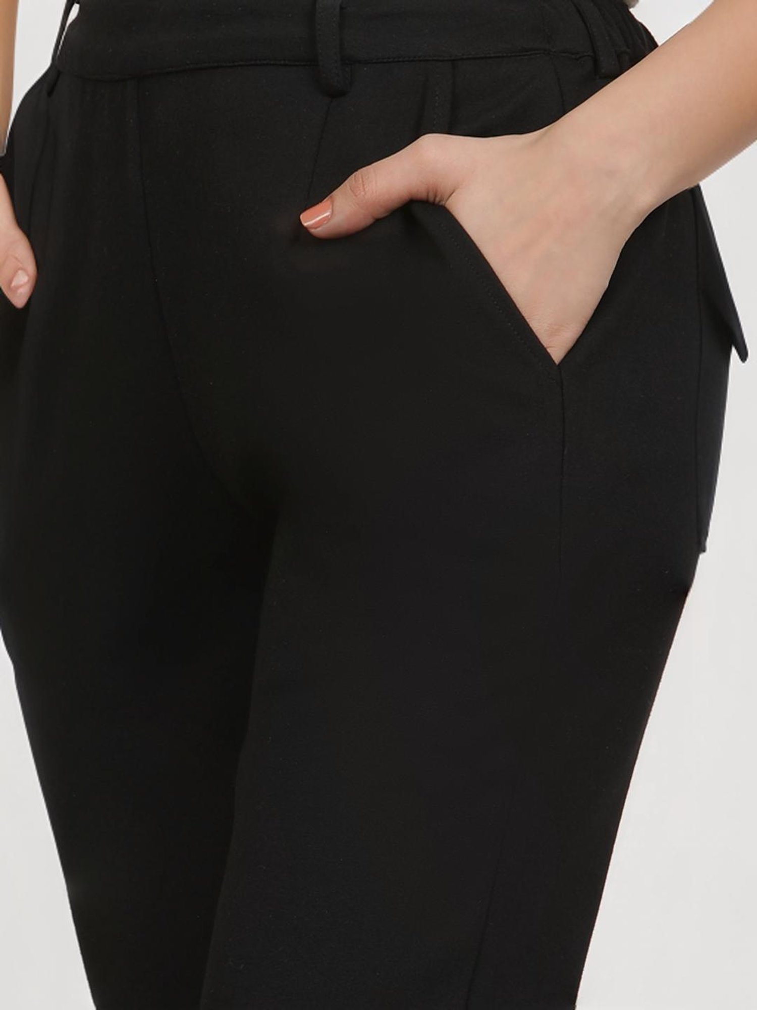W Black Mid Rise Slim Pants