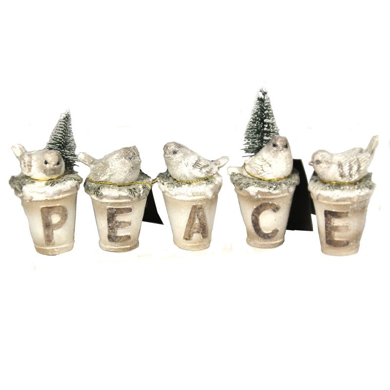 Christmas 3.5" Peace With Birds Bucket Tree  -  Decorative Figurines