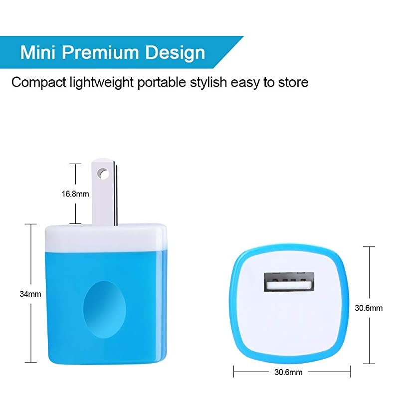 Wall Adapter, Charger Cubes, 5Pack 1A Travel Single Port Wall Charger Plug Charging Block Box Compatible iPhone X/XR/8/8 Plus/7/6S Plus, Samsung Galaxy S10e S10 S9 S8 Plus/S7/Note 10/9/8, LG G8 G7