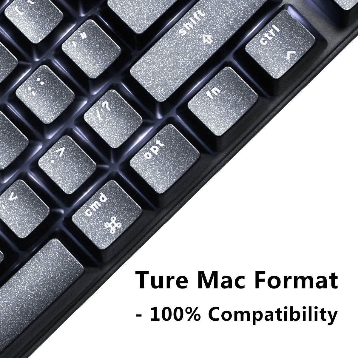 M87 Mac Layout Mechanical Keyboard, VELOCIFIRE 87-Key with Tactile Brown Switch, and LED White Backlit, 100% Compatible with Mac (Black)