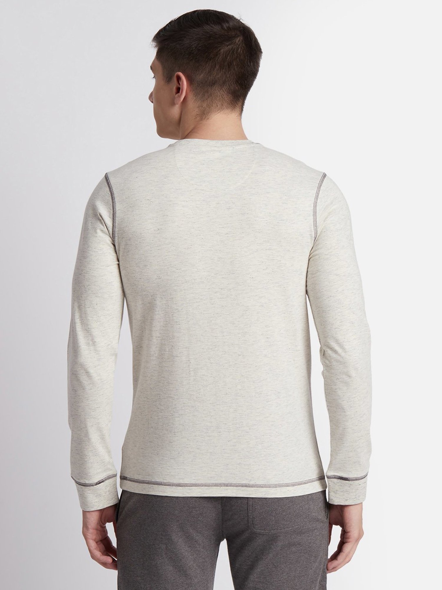 Beverly Hills Polo Club Cream Melange Regular Fit Pure Cotton Crew T-Shirt