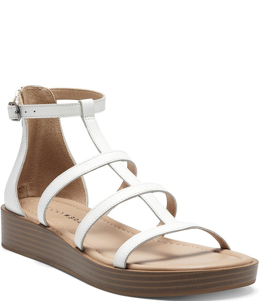 Lucky Brand Ellian Leather Gladiator Wedge Sandals