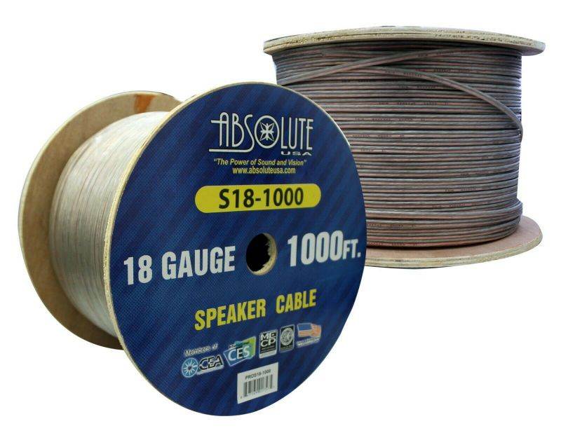 Absolute USA S181000 1000-Feet 18 Gauge Spool Speaker Wire