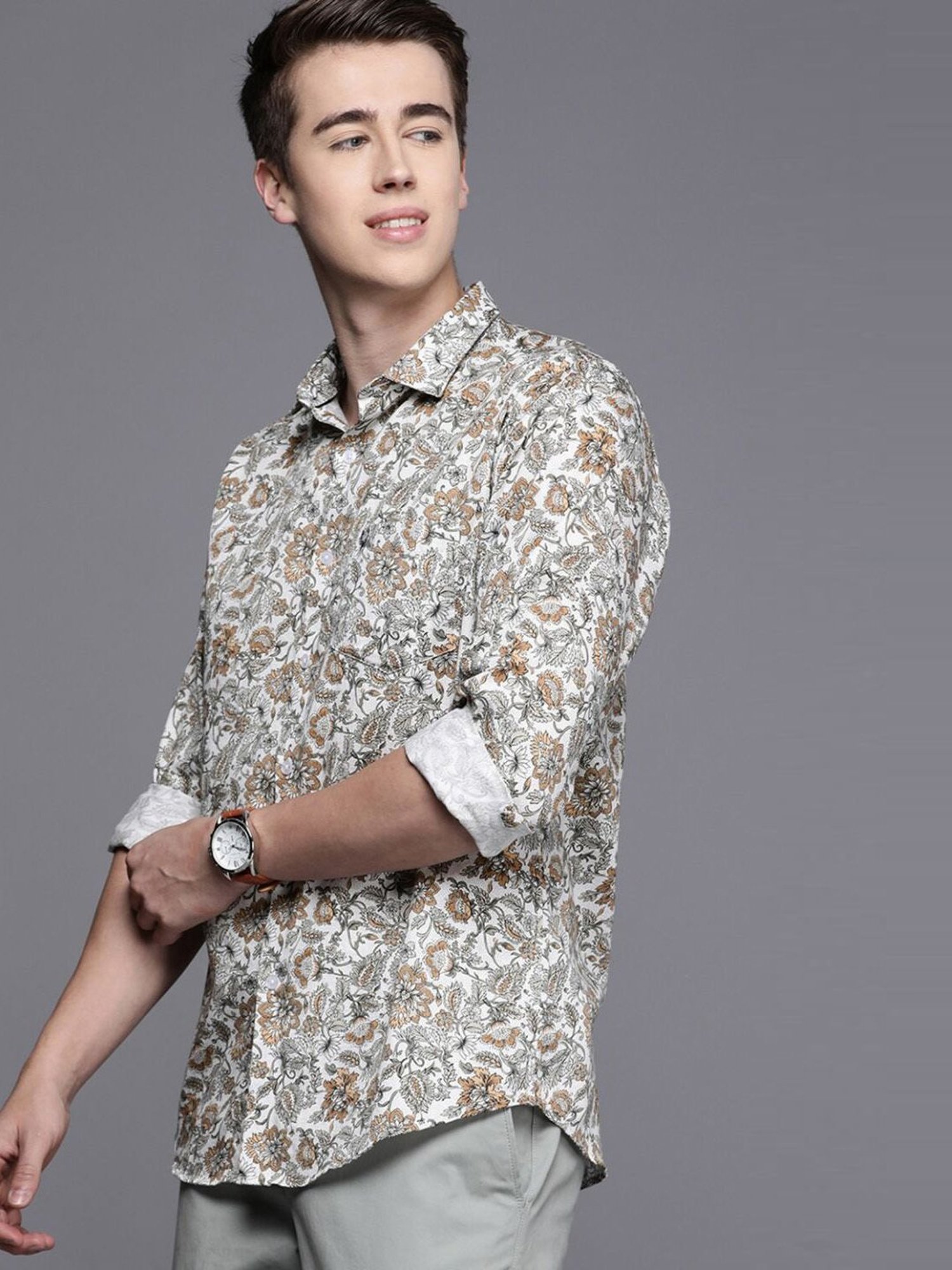 Spykar Blue Cotton Slim Fit Checks Shirt