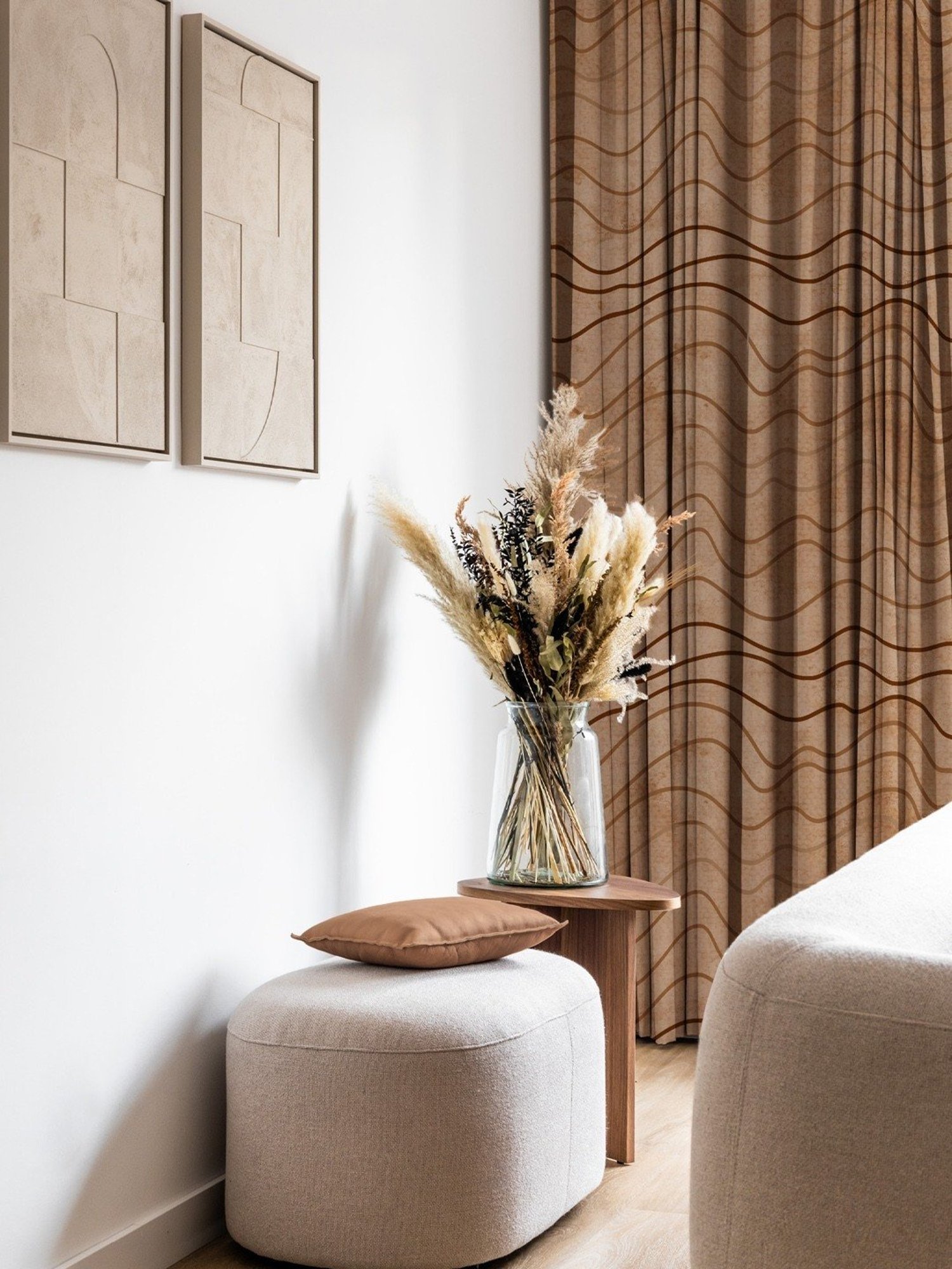 SPACES DRAPE STORY Elegent Brown Polyester 8 FT Door Curtain - Set of 2