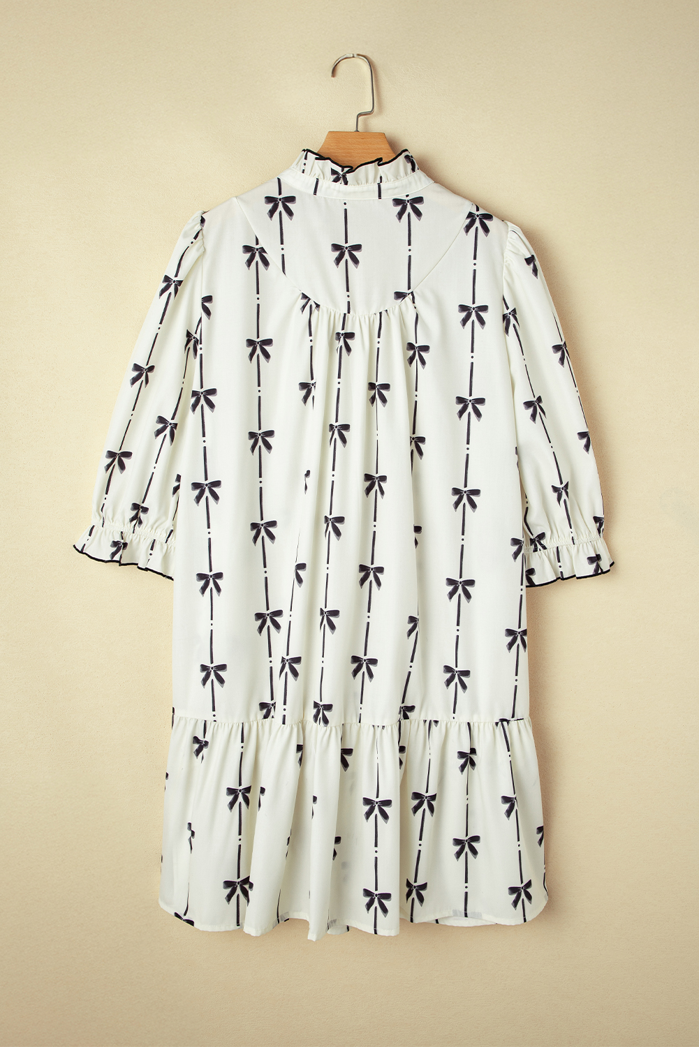 Black Leopard Patchwork Split Neck Ruffle Plus Size Dress