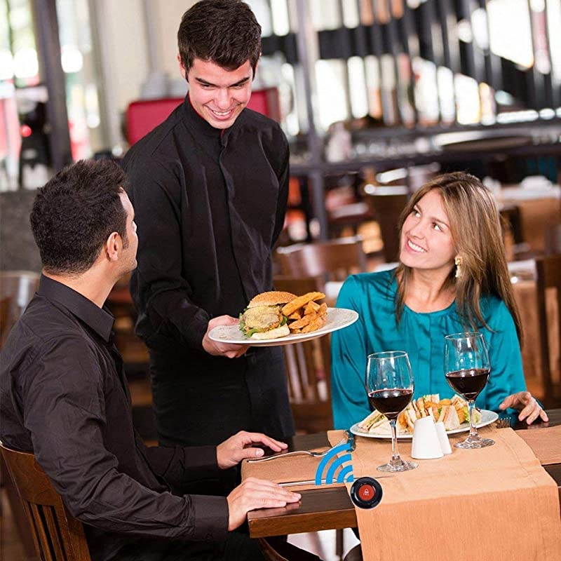 Wireless Calling System Customers Patient Pager System with 10 PCS Waterproof Call Buttons and 1PC Display Receiver for Restaurant Clinic Nursing Home Caregiver