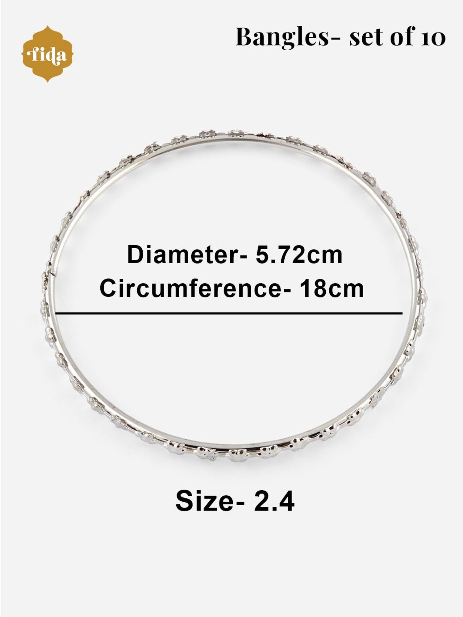 Fida Oxidised Silver-Plated Bangles for Women - Set of 10