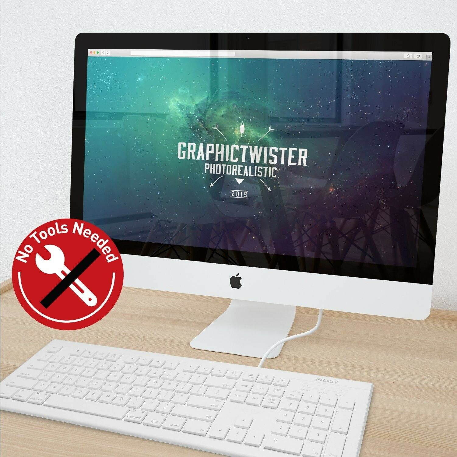 Macally Full Size  (MKEYE) for Mac and PC (White) w/Shortcu... USB Wired Keyboard